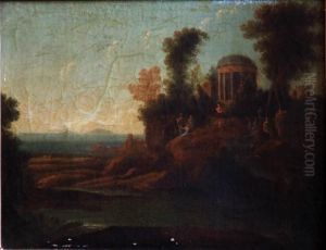 Classicaltemple With Figures by Claude Lorrain (Claude Gellee)