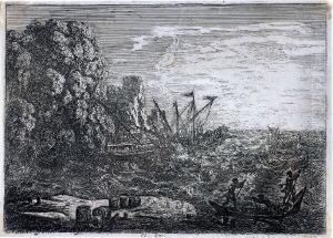 Gestrandete Schiffe Aneiner Felskuste by Claude Lorrain (Claude Gellee)