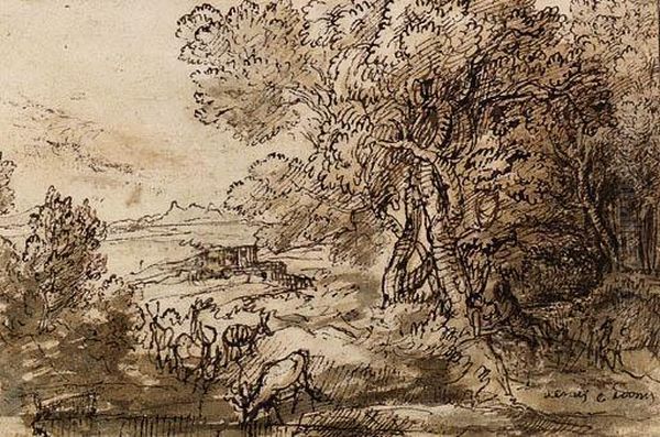 Venus And Adonis In An Extensive Landscape With Deer - view 1