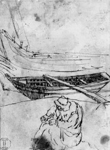 A Fortified Farmhouse On A 
Hilltop (recto); A Fisherman Repairinghis Net Near Two Boats (verso) by Claude Lorrain (Claude Gellee)