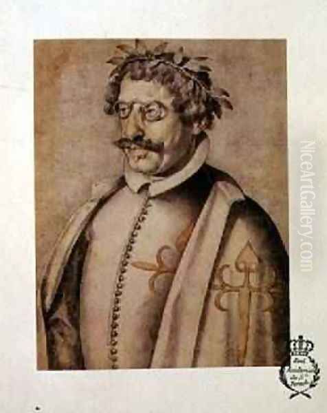 Portrait of Francisco Gomez de Quevedo y Villegas 1580-1645 from the Book of Description and Portraits of Illustrious and Memorable Men, 1599 - view 1