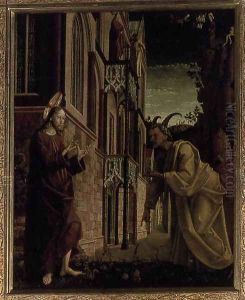 St Wolfgang Altarpiece- Temptation of Christ 1479-81 by Michael Pacher
