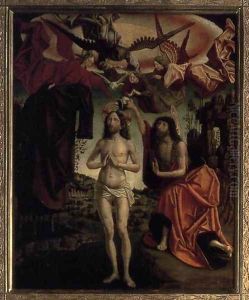 St Wolfgang Altarpiece- Baptism of Christ 1479-81 by Michael Pacher