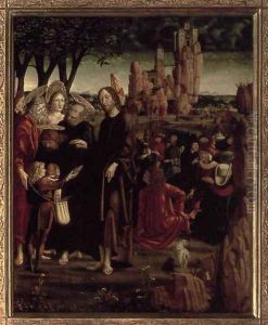 St Wolfgang Altarpiece- The Miracle of the Bread 1479-81 by Michael Pacher