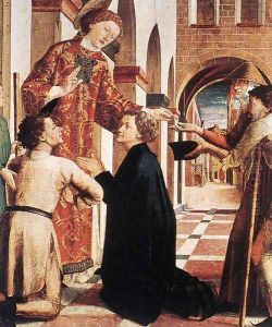 St Lawrence Distributing the Alms 1465-70 by Michael Pacher