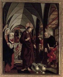 St Wolfgang Altarpiece- Marriage at Cana 1479-81 by Michael Pacher