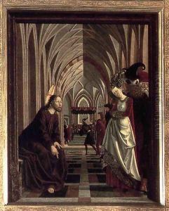 St Wolfgang Altarpiece- Christ and the Adulteress 1479-81 by Michael Pacher