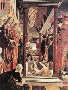 St Wolfgang Altarpiece: Resurrection of Lazar by Michael Pacher