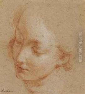 A Female Head Turned Towards The Left by Francois Lemoine (see Lemoyne)