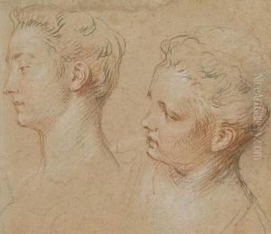Deux Tetes De Femmes by Francois Lemoine (see Lemoyne)
