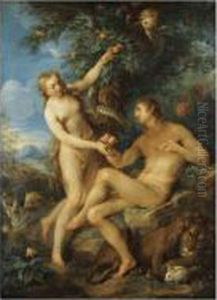 [francois Le Moyne ; Adam And Eve ; Oil On Copper]