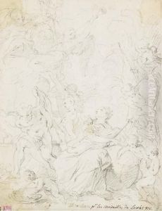 Frontispice Pour Les Medailles Du Regne De Louis Xv by Francois Lemoine (see Lemoyne)