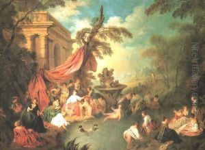 Young Girls Bathing by Jean-Baptiste Joseph Pater