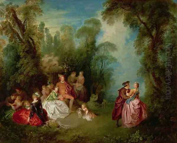 Conversation Galante by a Fountain, 1720s - view 1