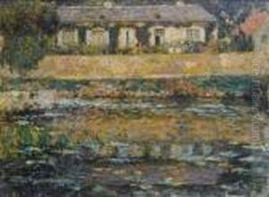 La Maison Au Bord De L'eau,montreuil-bellay by Henri Eugene Augustin Le Sidaner
