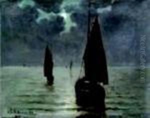 Voilier Au Clair De Lune by Henri Eugene Augustin Le Sidaner