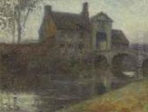 La Porte Du Beguinage. Claire De Lune, Bruges by Henri Eugene Augustin Le Sidaner