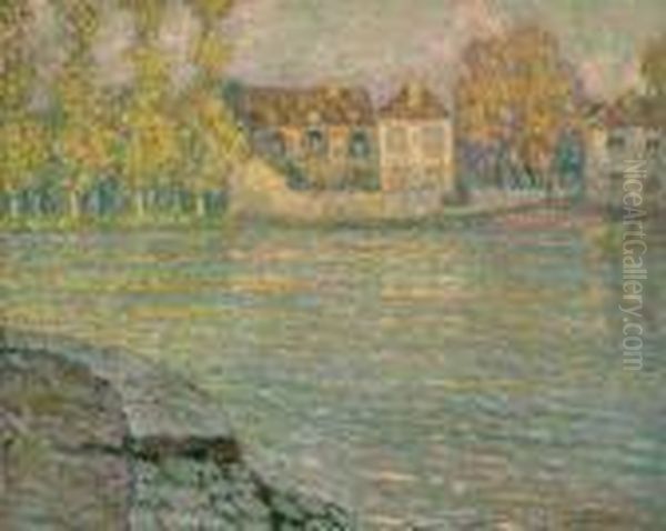 Maisons Sur La Riviere Au Soleil Couchant, Moret - view 1