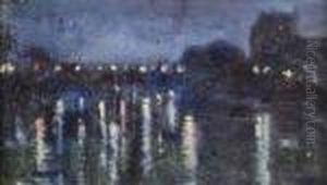La Seine La Nuit - Le Jardin Du Luxembourg by Henri Eugene Augustin Le Sidaner