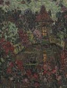 Le Pavillon Et Les Cygnes by Henri Eugene Augustin Le Sidaner