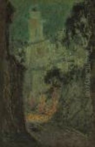 La Rue Au Clair De Lune, Villefranche-sur-mer by Henri Eugene Augustin Le Sidaner