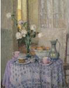 Table Dans L'interieur by Henri Eugene Augustin Le Sidaner