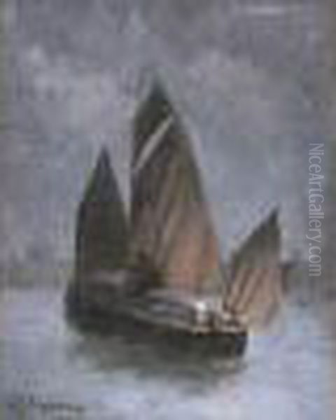 Bateau Au Clair De Lune Au Large De St Valery Sur Somme - view 1