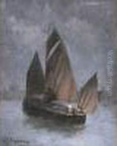 Bateau Au Clair De Lune Au Large De St Valery Sur Somme by Henri Eugene Augustin Le Sidaner