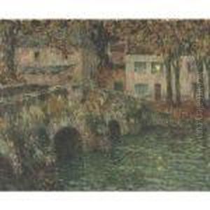 Le Pont De Pierre by Henri Eugene Augustin Le Sidaner
