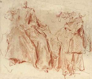 A seated woman by Jean-Baptiste Joseph Pater