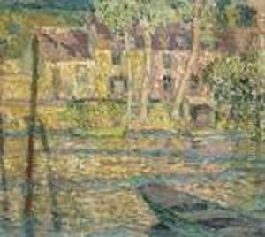 Le Bateau Vert, Printemps, Nemours by Henri Eugene Augustin Le Sidaner