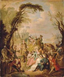 Halte de chasse by Jean-Baptiste Joseph Pater