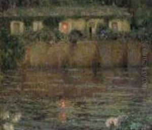 La Maison Au Bord De L'eau, Crepescule by Henri Eugene Augustin Le Sidaner