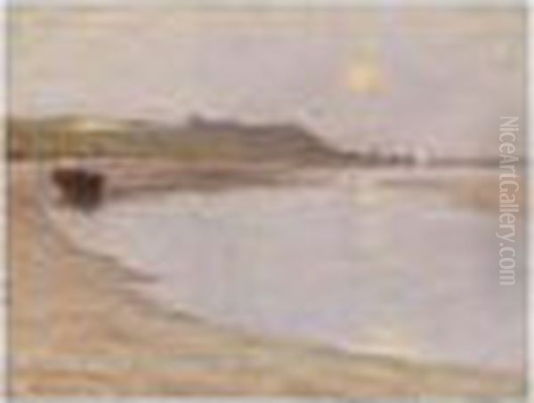 Clair De Lune, Etaples, Signed, 
Titled, Dated 1891 And Indistinctly Dedicated, Oil On Panel, 27 By 35.7 
Cm., 10 5/8 By 14 1/2 In - view 1