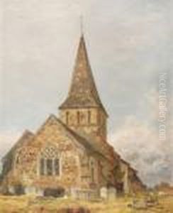 Shere Church, Surrey by Benjamin Williams Leader