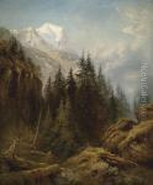 The Wetterhorn From Above Rosenlaui - view 1