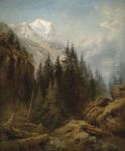 The Wetterhorn From Above Rosenlaui by Benjamin Williams Leader