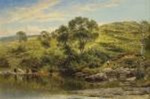 A Quiet Pool On The River Llugwy by Benjamin Williams Leader