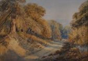 Figures On A Path Through The Woods by Benjamin Williams Leader