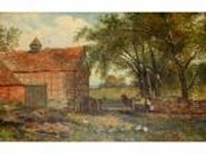 Two Poultry Keepers Near A Barn Two Poultry Keepers Near A Barn