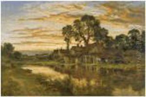 On The Banks Of The Tillingbourne, Surrey by Benjamin Williams Leader
