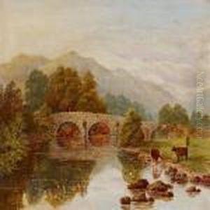 Landscapewith Stone Bridge by Benjamin Williams Leader