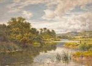 A Verdant River Landscape With Figures On Thebank A Verdant River Landscape With Figures On Thebank