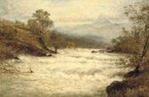A Flood On The River Llugwy by Benjamin Williams Leader