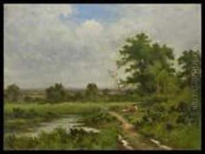 Rast In Einer Sommerlandschaft by Benjamin Williams Leader