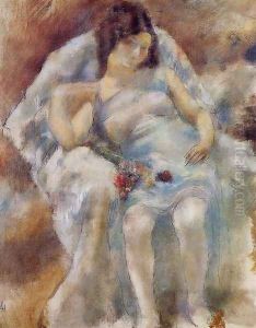 Zinah with Flowers by Jules Pascin