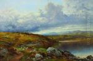 Landscape With Sheep Grazing by Benjamin Williams Leader