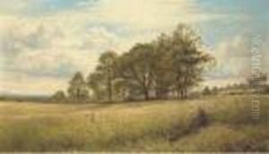 Summer Time: Through The Hayfield, Worcestershire by Benjamin Williams Leader
