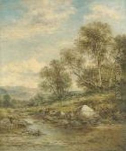 Stream From The Hills, North Wales by Benjamin Williams Leader