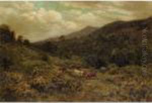 The Bridge Over The Brook; Cattle Grazing by Benjamin Williams Leader
